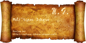 Mátyus Iduna névjegykártya